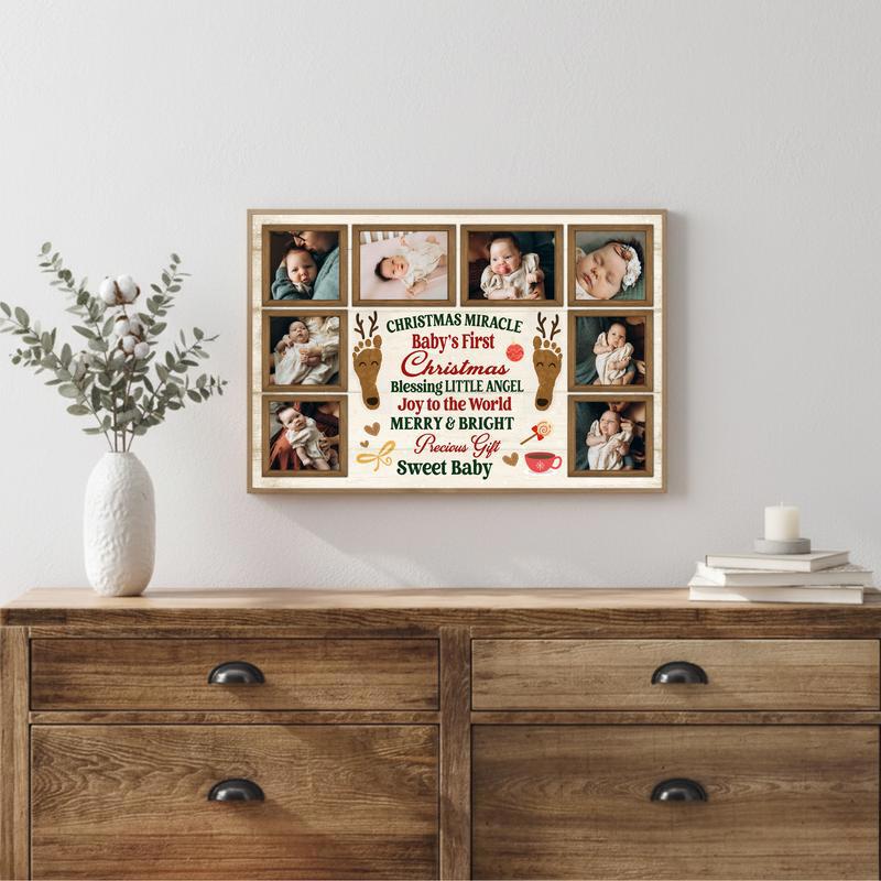 Custom Photo Collage - Baby’s First Christmas Keepsake Canvas