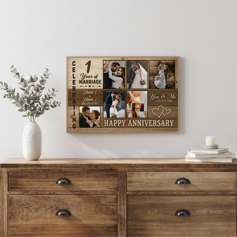 Custom Photo Collage Gift - Happy Wedding Anniversary Canvas