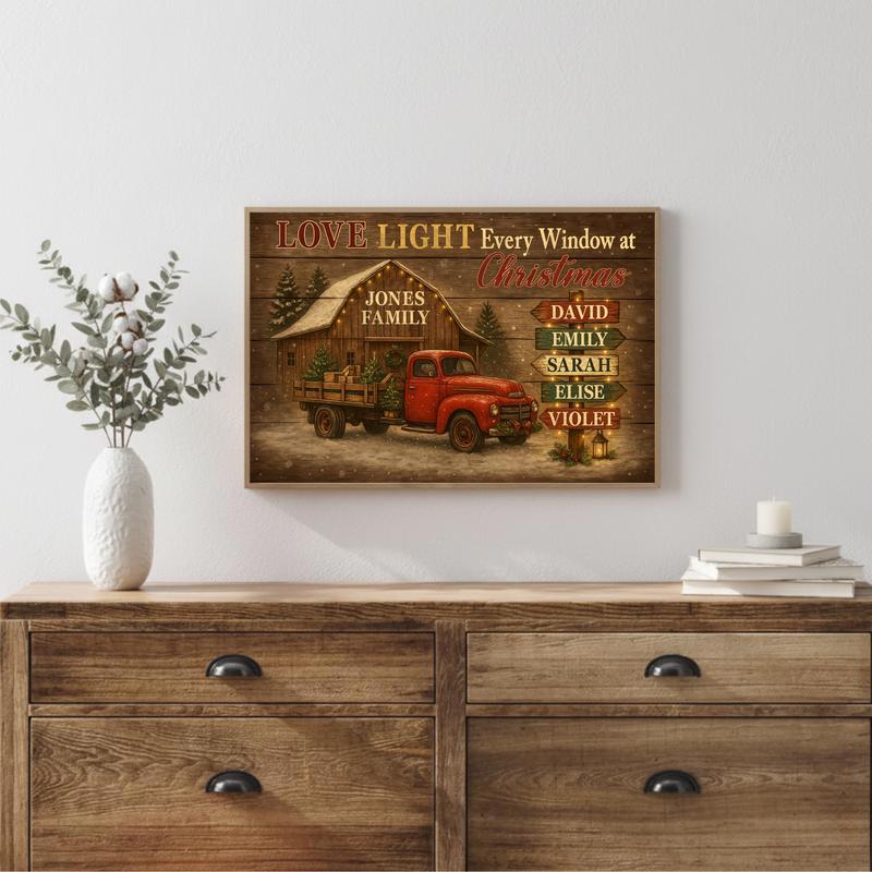 Custom Rustic Christmas Art - A Family Keepsake Farmhouse Canvas