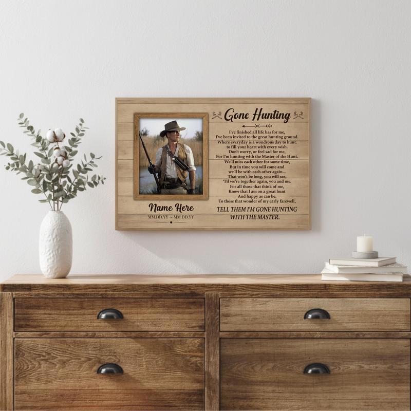 Custom Sympathy Gift & Keepsake - Gone Hunting Memorial Canvas