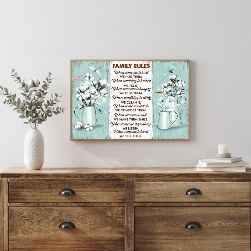 Principles & Dragonflies Inspirational Family Rules Wall Art
