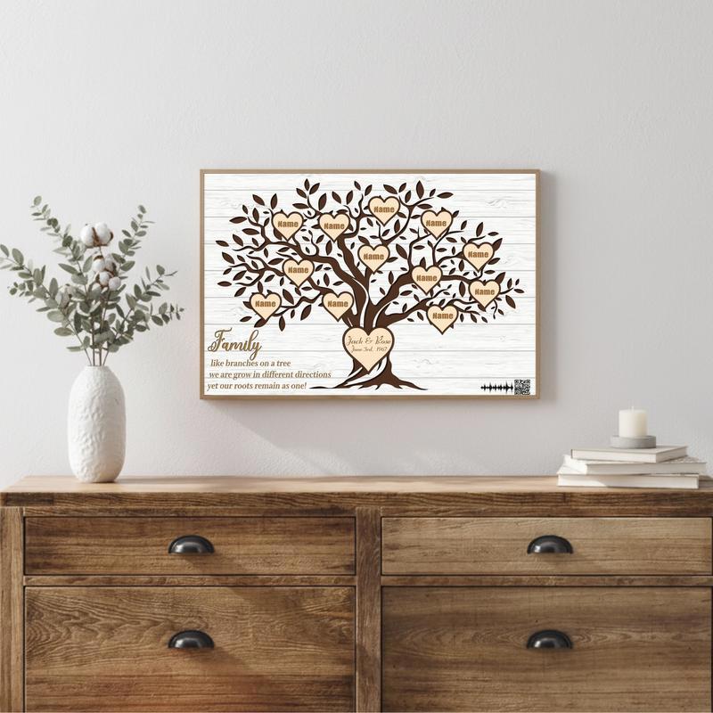 Personalized Family Love Rustic Canvas - Family Tree Story Art