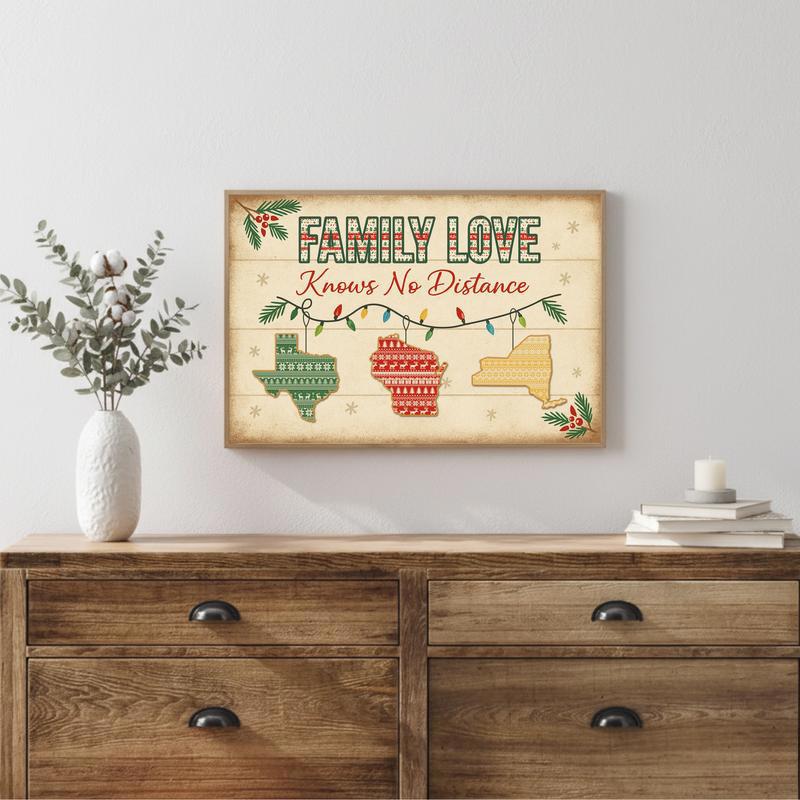 Family Love Knows No Distance - Custom Long Distance Xmas Canvas
