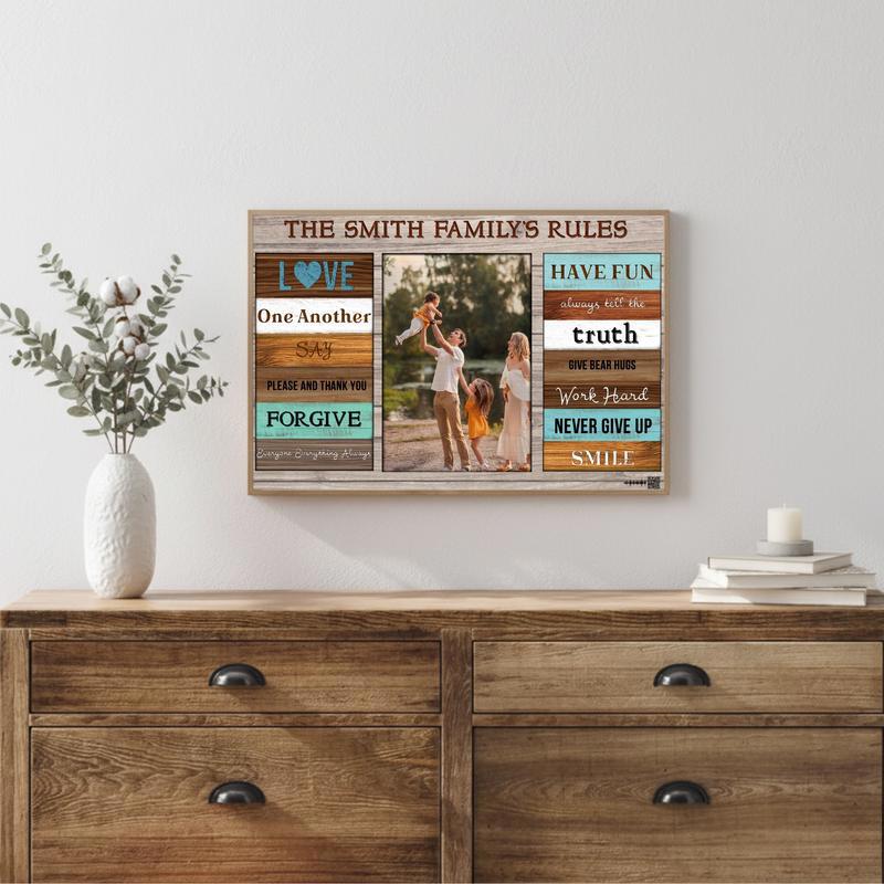 Home's Values Custom Family Rule Wall Art Canvas