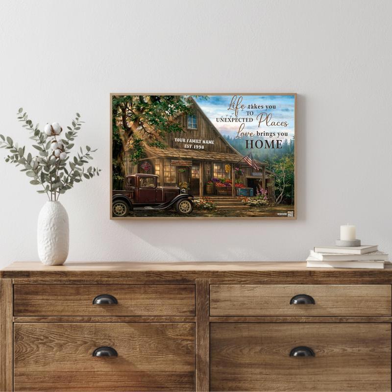 Unexpected Places Map Art Custom Family Name Canvas