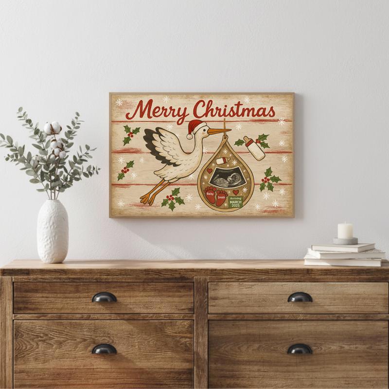 First Christmas Baby Announcement Ultrasound Keepsake Canvas