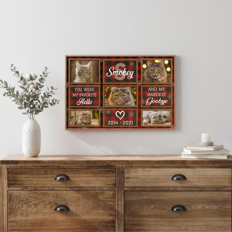 Forever Loved Cat Photo Memorial Christmas Farmhouse Canvas