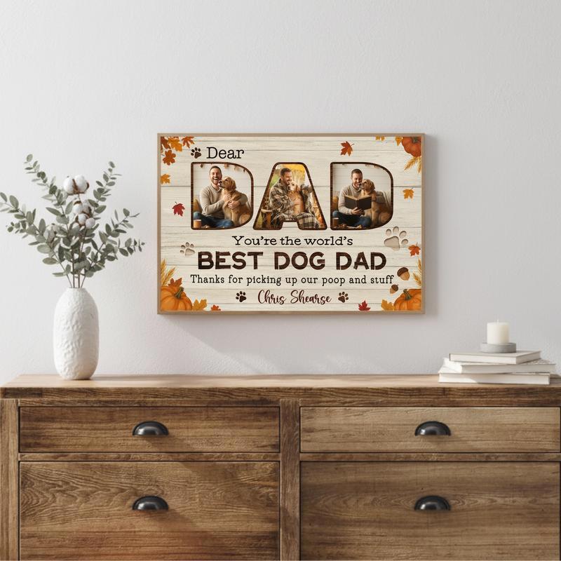 Fun Gift Father’s Day - Custom Best Dog Dad Photo Collage Canvas