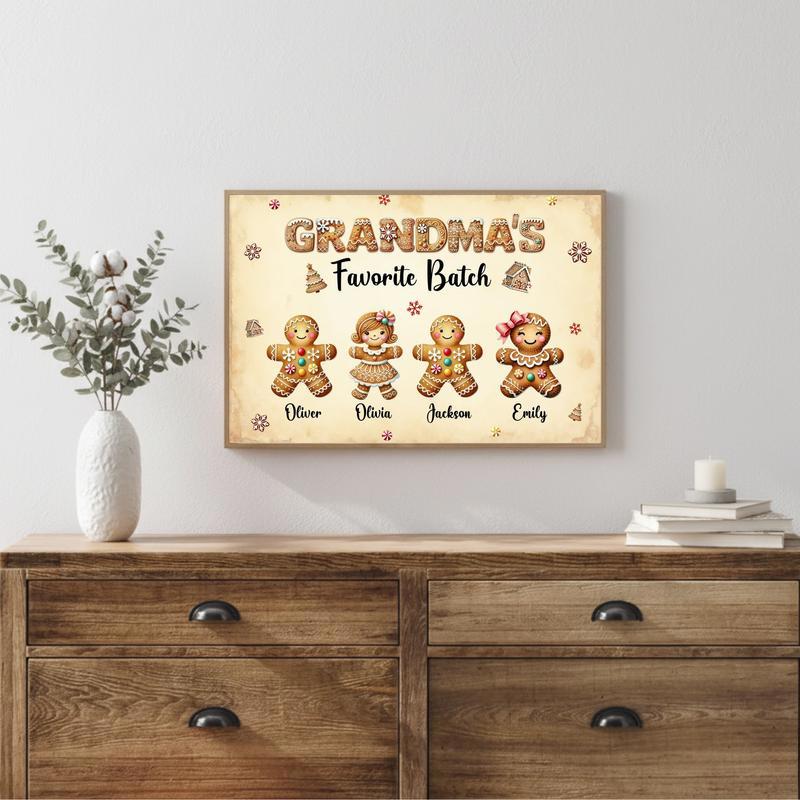 Gingerbread Family Wall Art - Custom Grandma Christmas Canvas