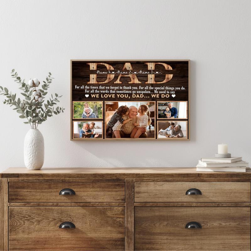 Dad's 5-Photo Christmas Keepsake Personalized Canvas Gift