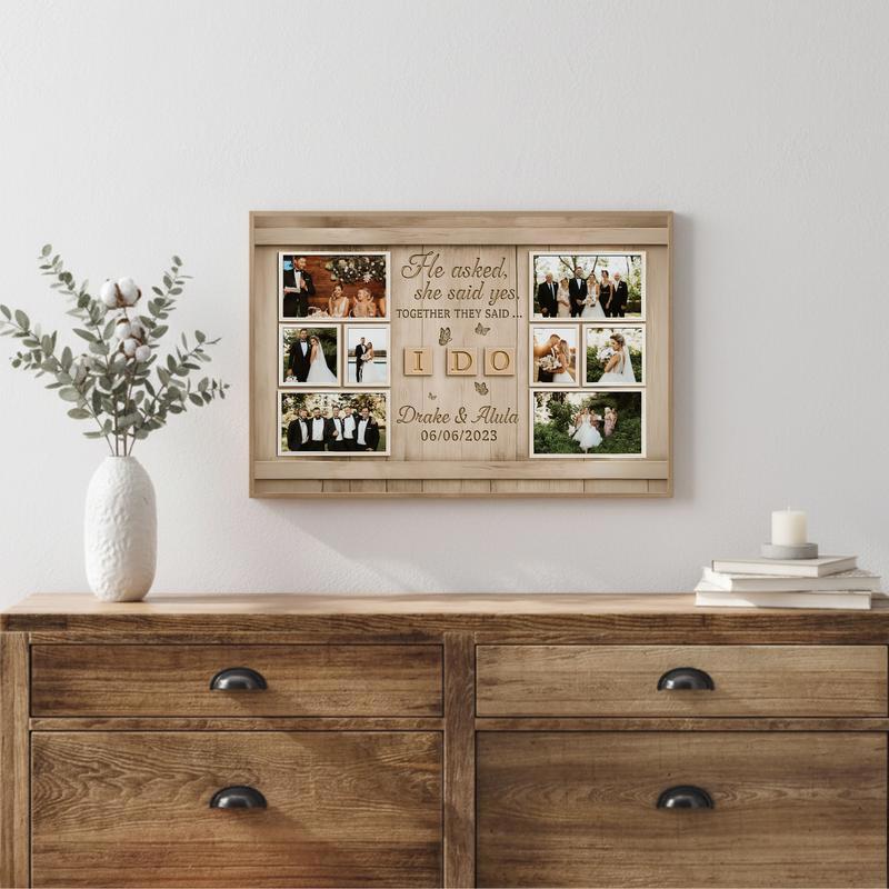 "I Do" Custom Photo Collage - Personalized Newlywed Canvas