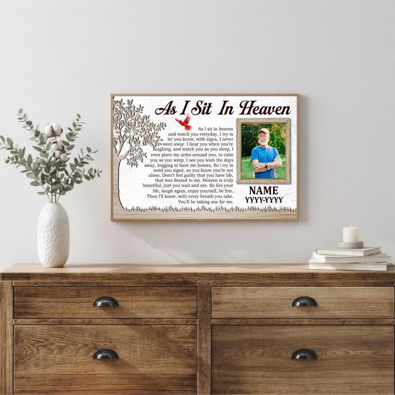 Loved One Memorial Keepsake - Heaven Poem & Custom Photo Canvas