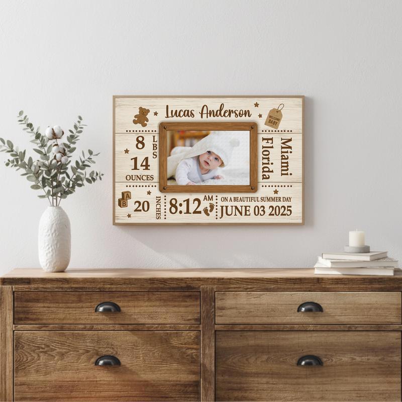 Milestone Baby Canvas - Personalized Newborn Gift Photo Frame