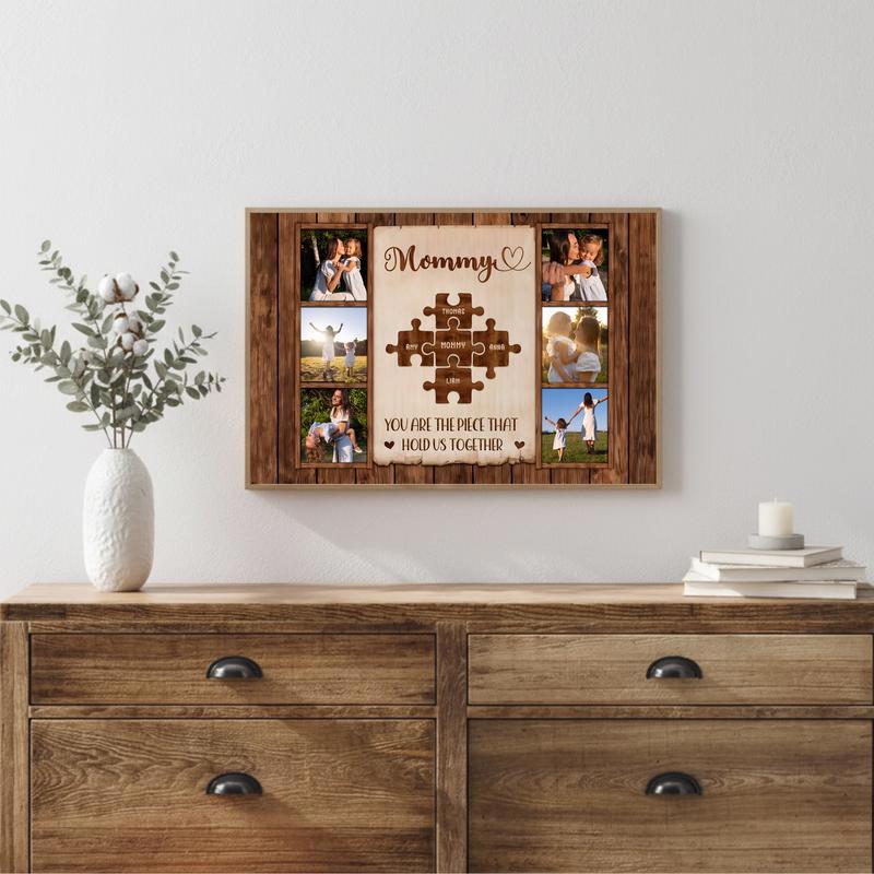 Mom's Love Connects Us Custom Photo Canvas Wall Art