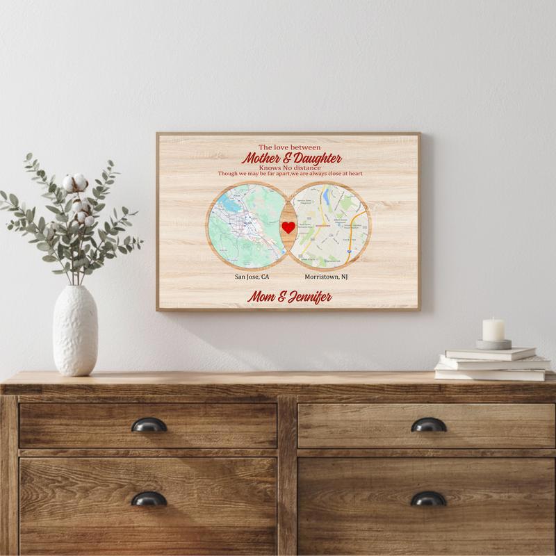 Mother Daughter Bond - Custom Long Distance Map Keepsake Canvas