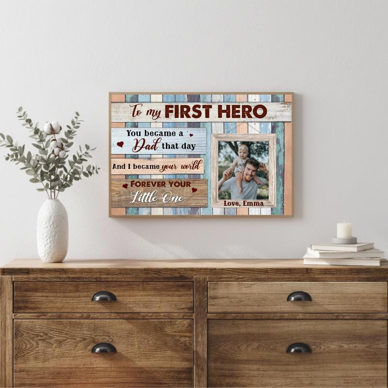My First Hero Gift - Personalized Father Daughter Canvas