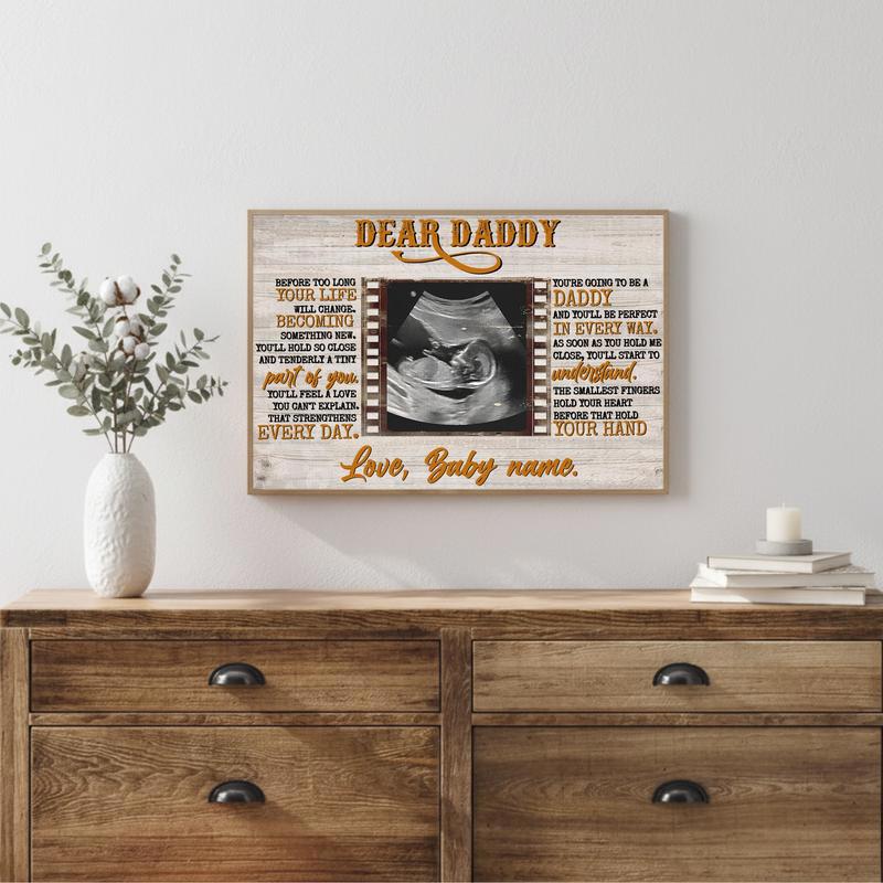 Daddy's First Glimpse Personalized Ultrasound Photo Canvas