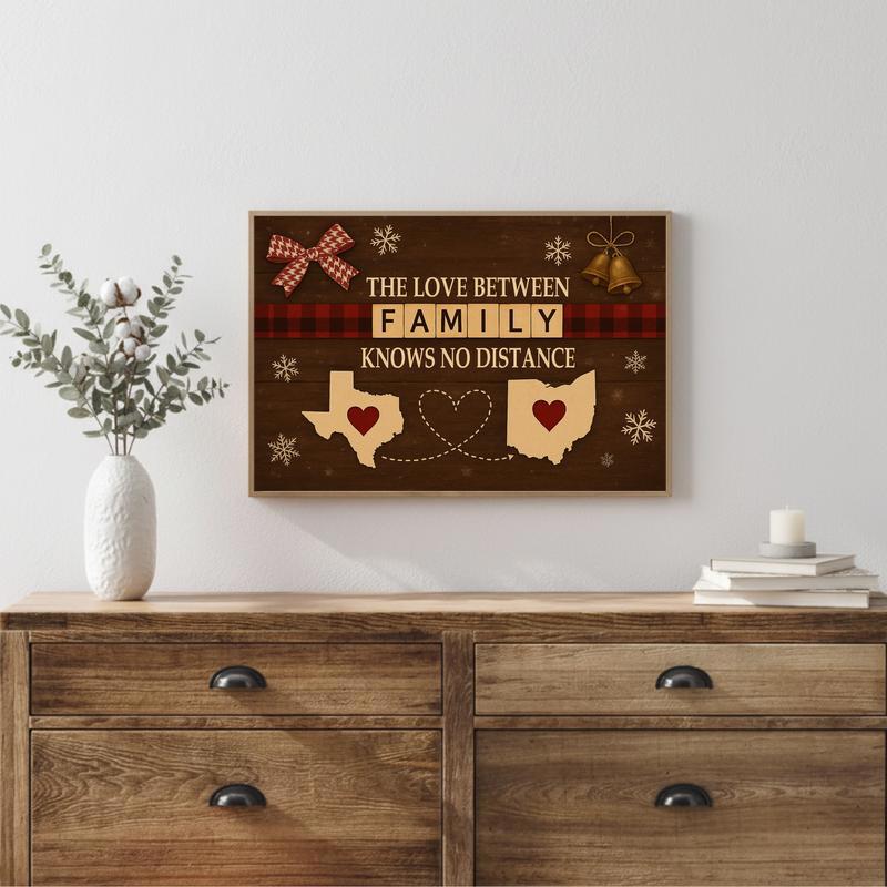 Our Hearts Connect - Custom Long Distance Christmas Gift Canvas