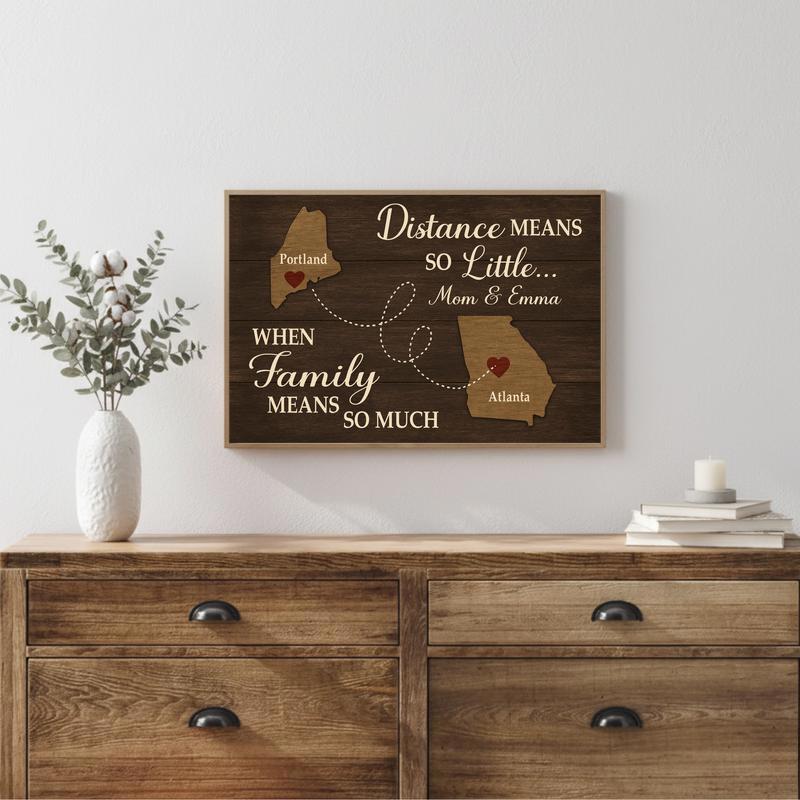 Our Hearts Connect - Custom Long Distance Family Map Canvas