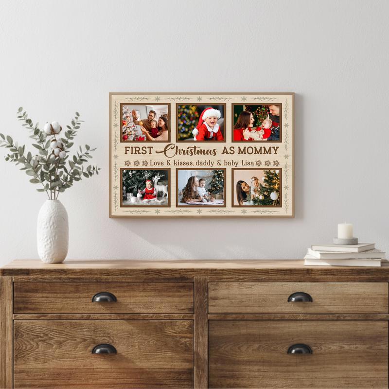Personalized First Christmas As Mommy Canvas - New Mom Keepsake
