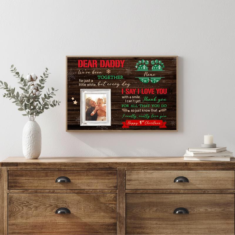 Personalized First Christmas Gift From Baby To Dad Canvas