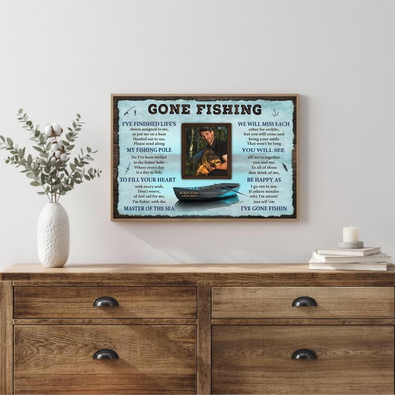 Personalized Fisherman's Memorial Dates & Photo Canvas