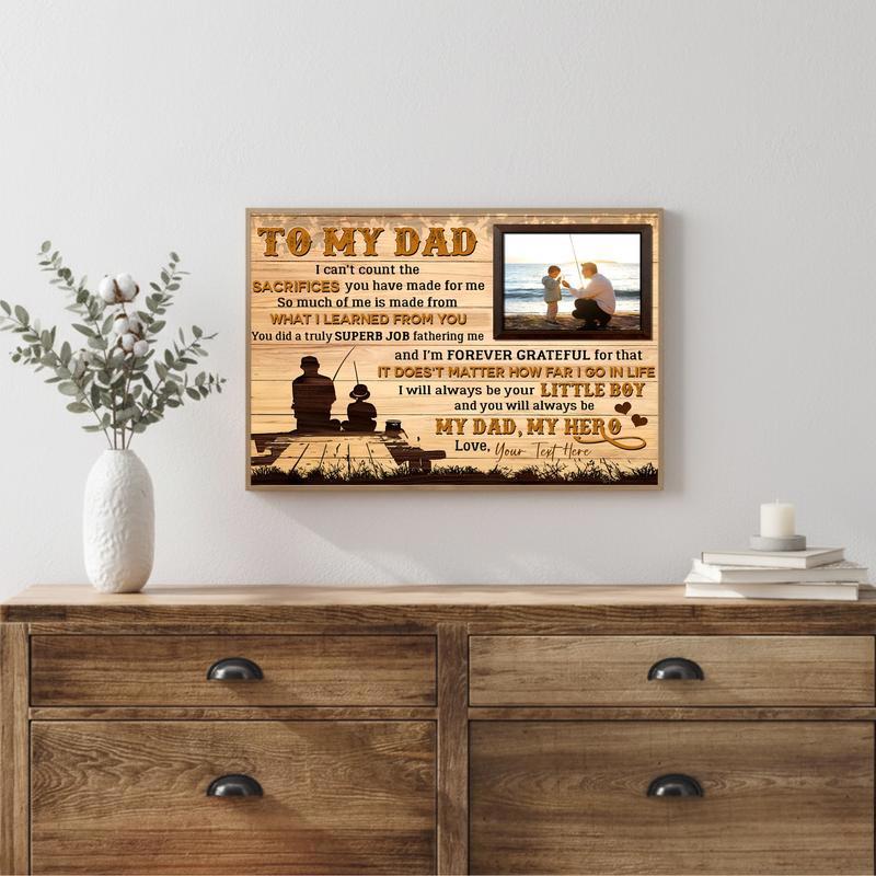 Dad's Custom Fishing Memories Canvas Keepsake from Son