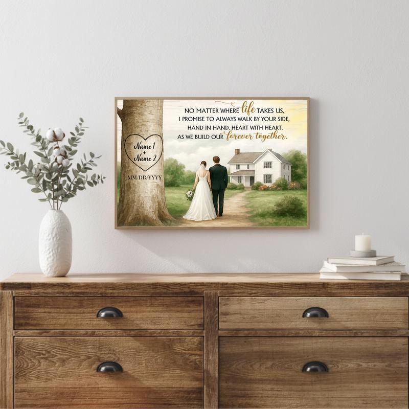 Personalized Tree Carved Heart - Forever Together Wedding Canvas