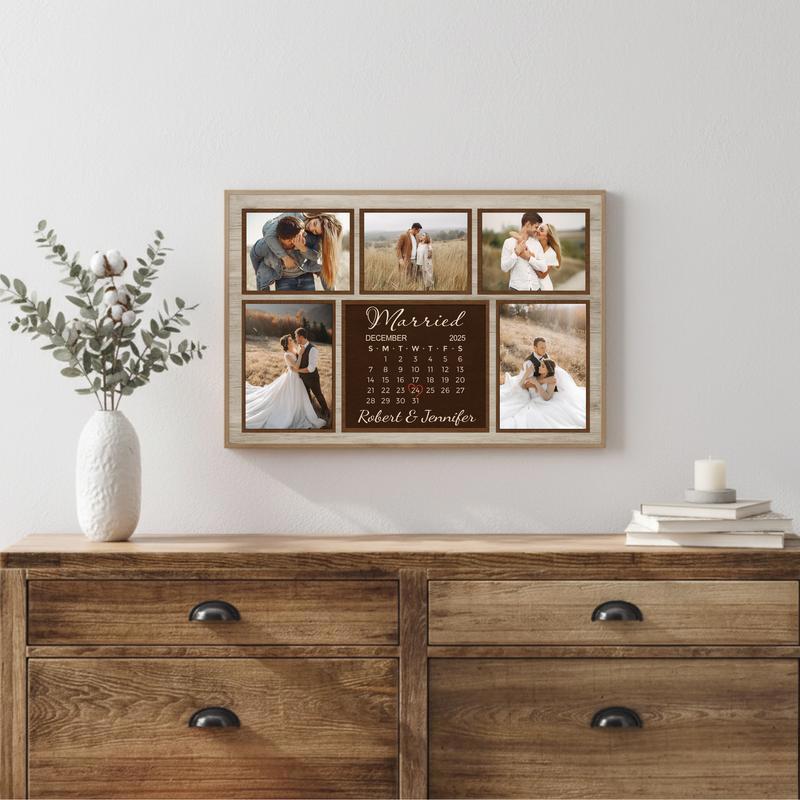 Personalized Wedding Calendar Photo Collage For Anniversaries Canvas