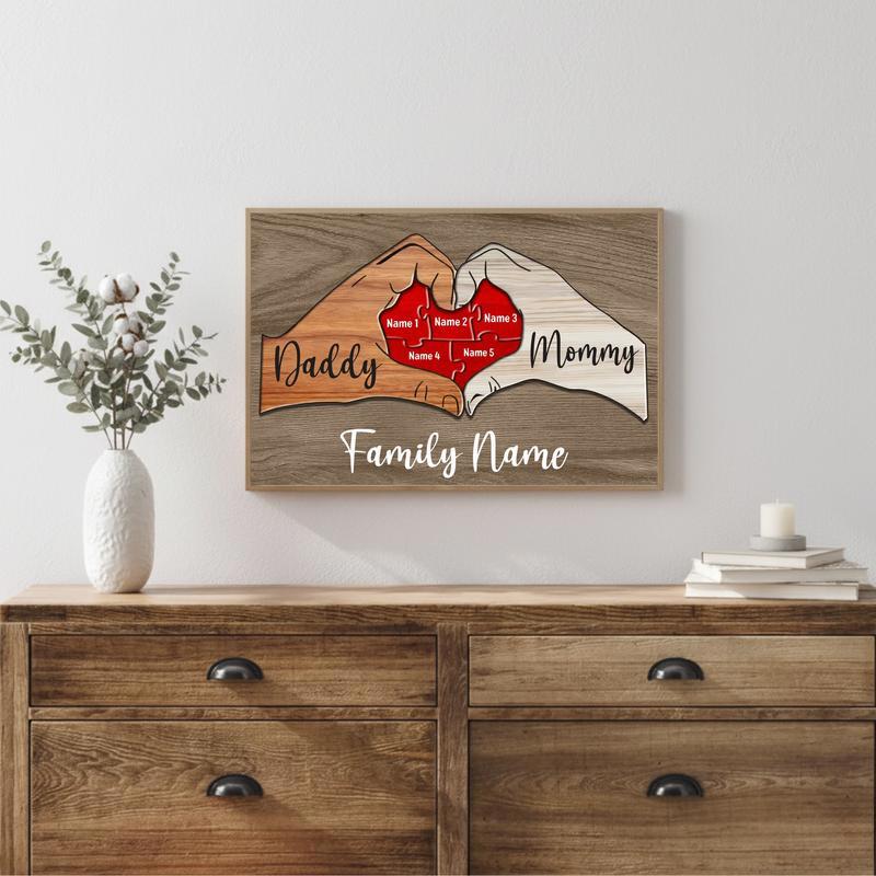Custom Wooden Puzzle Canvas Heartfelt Family Bond Keepsake