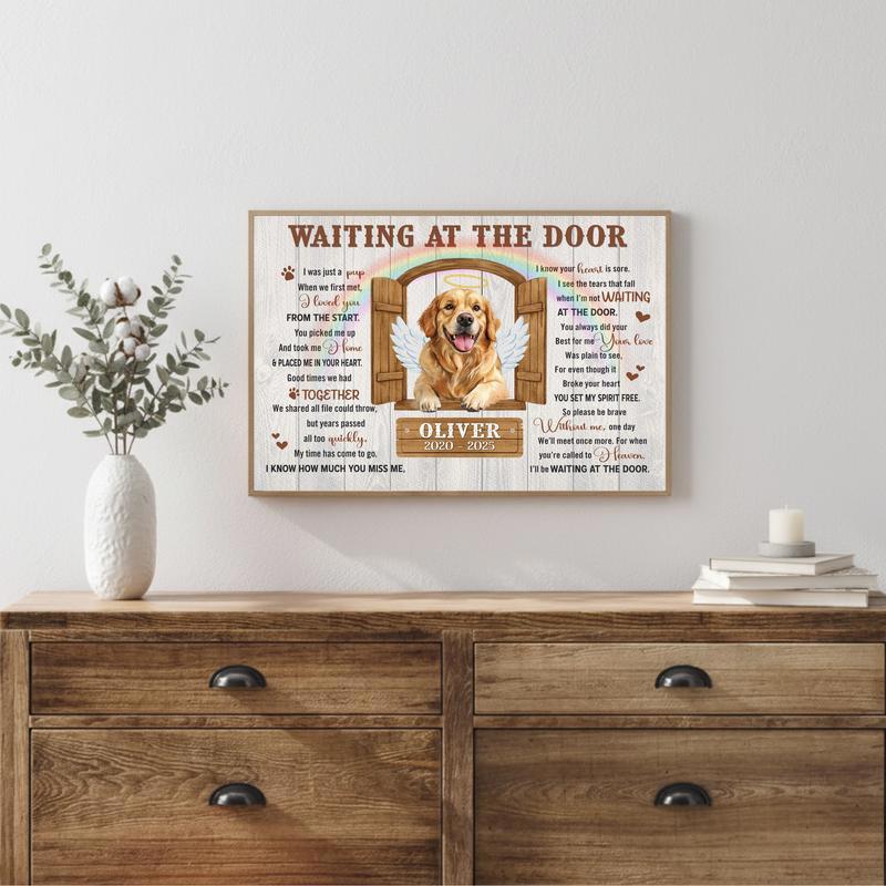 Pet Loss Personalized Art - "Waiting At The Door" Memorial Canvas