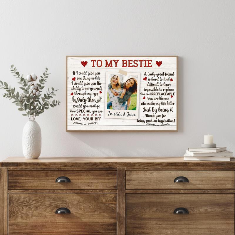 Rustic Friendship Keepsake - Custom Bestie Photo Quote Canvas