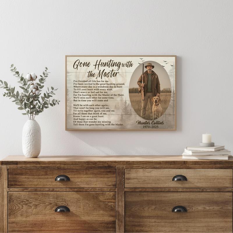 Rustic Hunter's Memorial - Gone Hunting With The Master Canvas