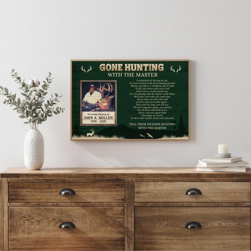 Rustic Tribute To The Master Hunter - Personalized Memorial Canvas
