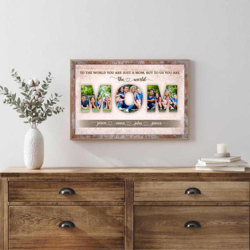 She Is My World Photo Canvas Keepsake Personalized Mom Gift