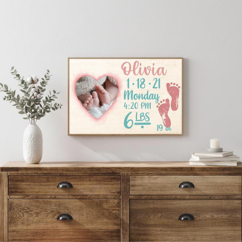 Treasured Footprints - Custom New Baby Arrival Keepsake Canvas