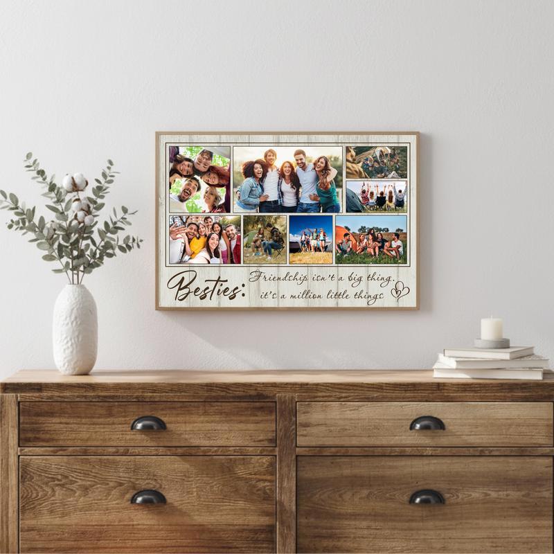 Unique Bestie Photo Collage Canvas - Custom Friendship Wall Art Gift