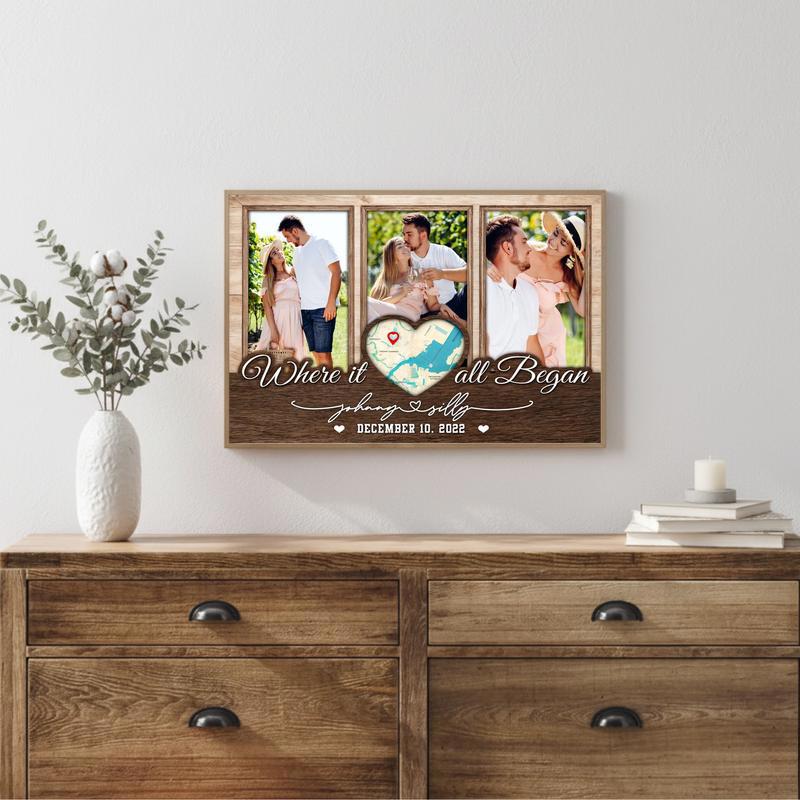 Personalized Love Story's Map Canvas Wall Art Gift