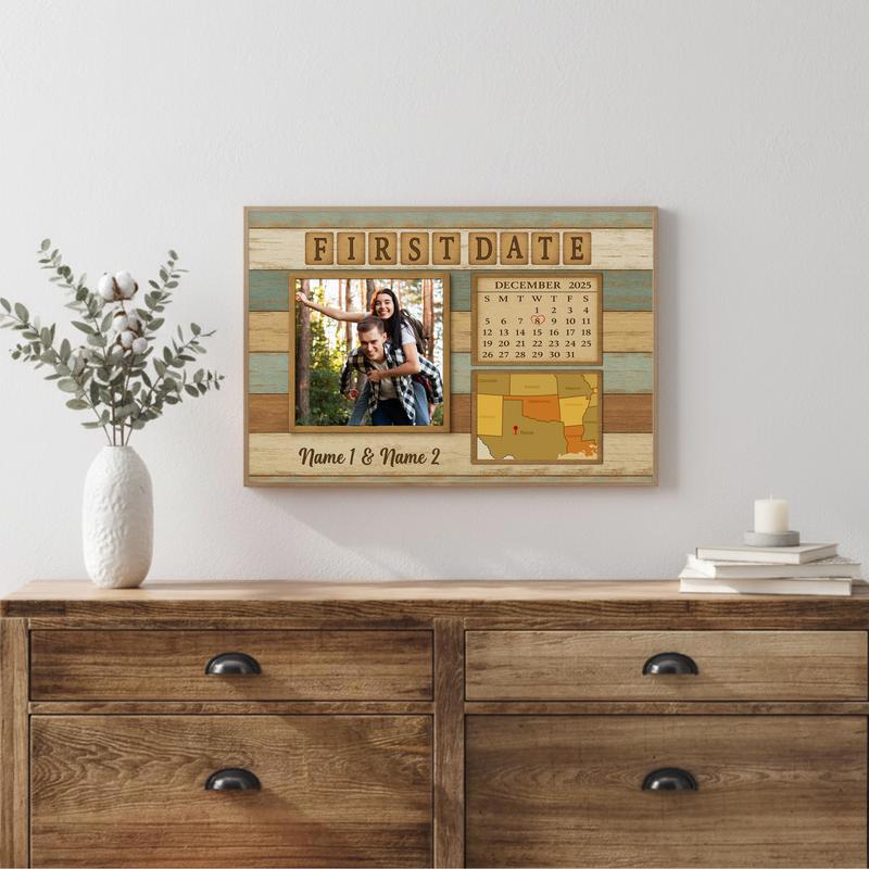 Where Our Story Began - Custom Calendar Map Couple Canvas
