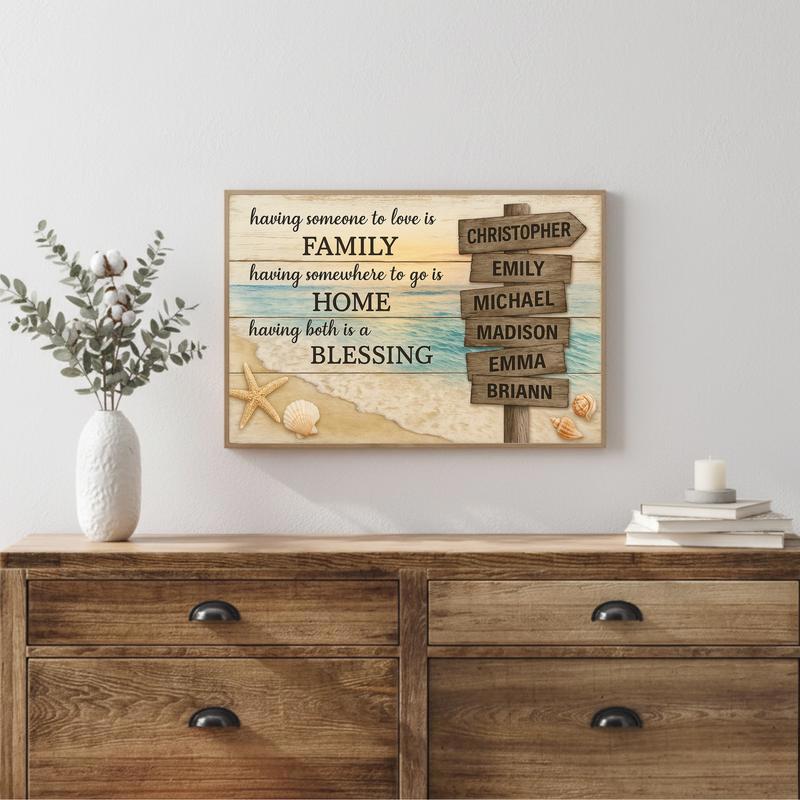 Your Beach Home Story - Rustic Last Name Street Sign Canvas