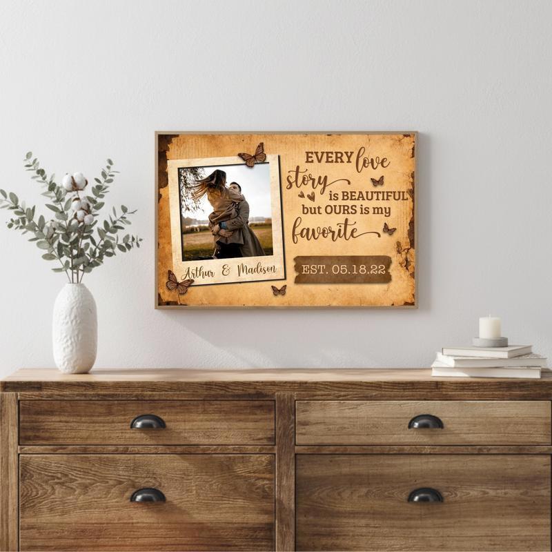 Your Beautiful Love Story Seen Through a Wooden Window Canvas