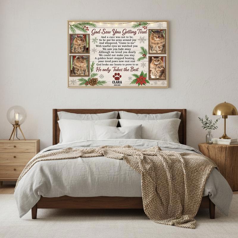 A Christmas Star Forever - Personalized Cat Memorial Photo Canvas
