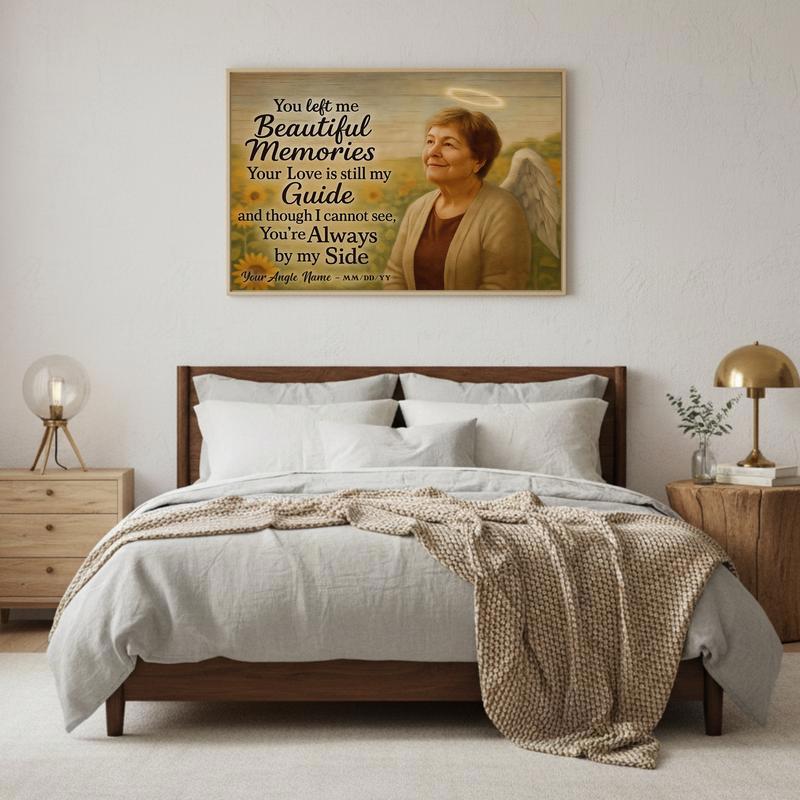 A Sunflower Angel's Embrace - Personalized Mom Memorial Canvas