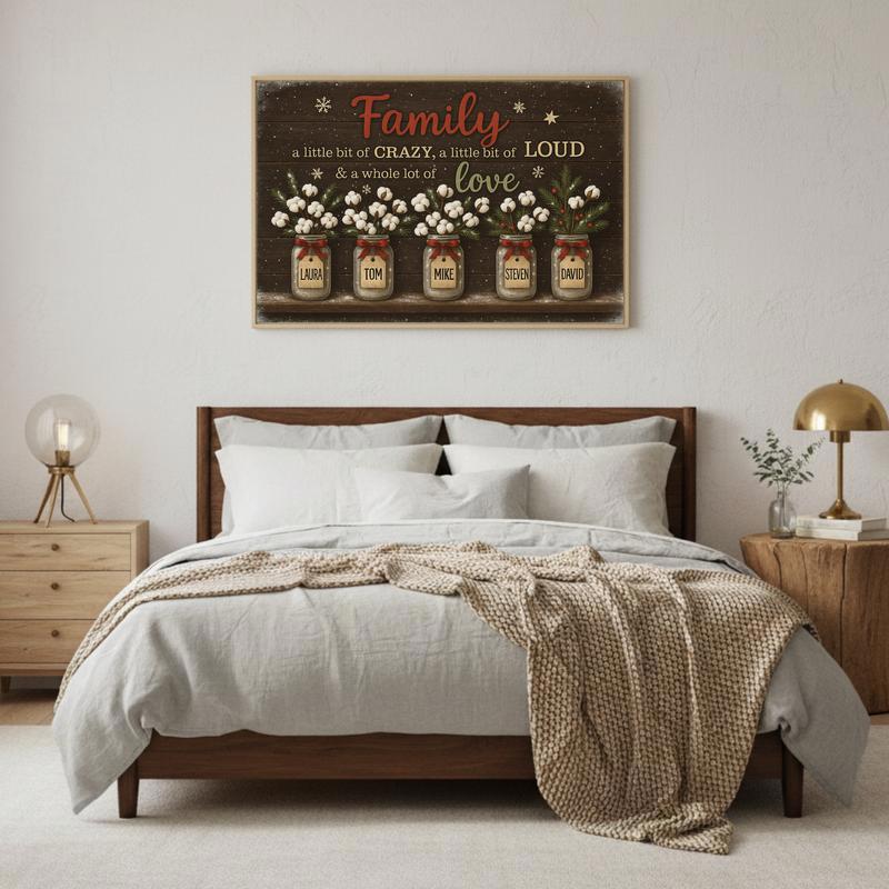 Adorn Your Home - Floral Rustic Christmas Family Quote Canvas