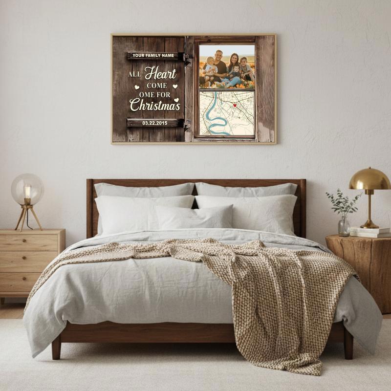 Christmas Home Map Family Photo & Memory Canvas Print