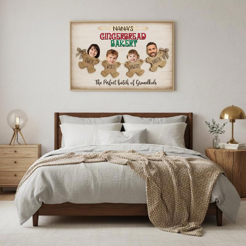 Baking Christmas Magic - Grandkids Personalized Photo Name Canvas