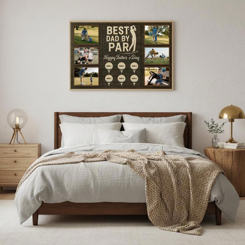 Best Dad By Par Personalized Golf Gift With Kids' Names Canvas
