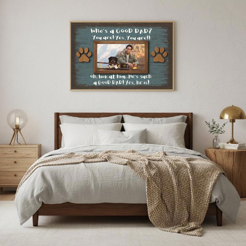 Best Dog Dad Ever - Funny Personalized Photo Keepsake Canvas