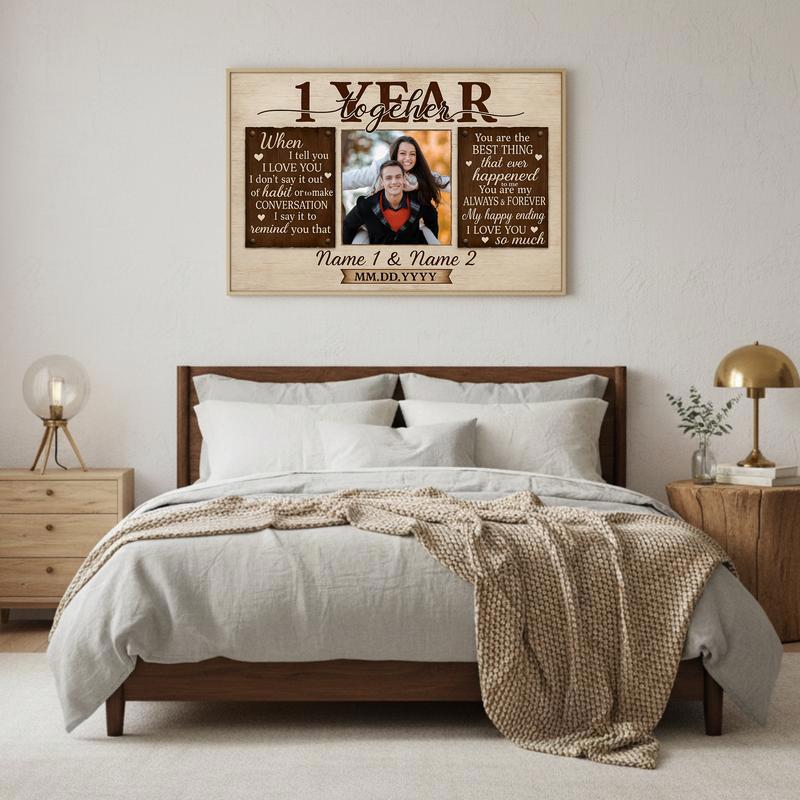Celebrate 1 Year - Custom Photo Keepsake For The Couple Canvas