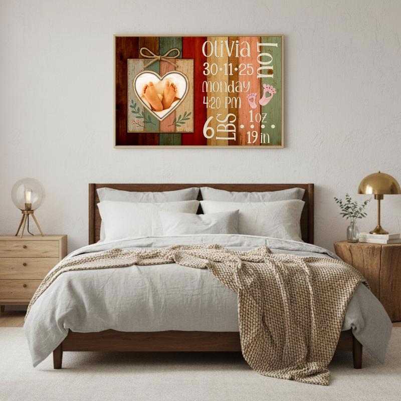 Cherish Baby's Birth - Custom Photo Keepsake & Stats Canvas